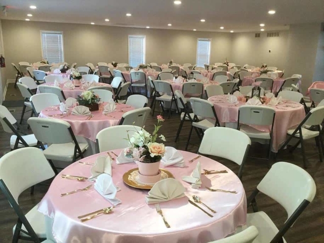 Pink and White Reception in Hall